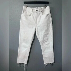 Frame Le Beau Women's White Jeans Denim Pants Sz 27 Raw Hem Stretch High-Waisted